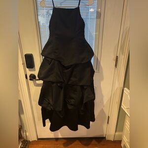 David's Bridal Black Tiered Prom Wedding Guest Evening Formal Dress